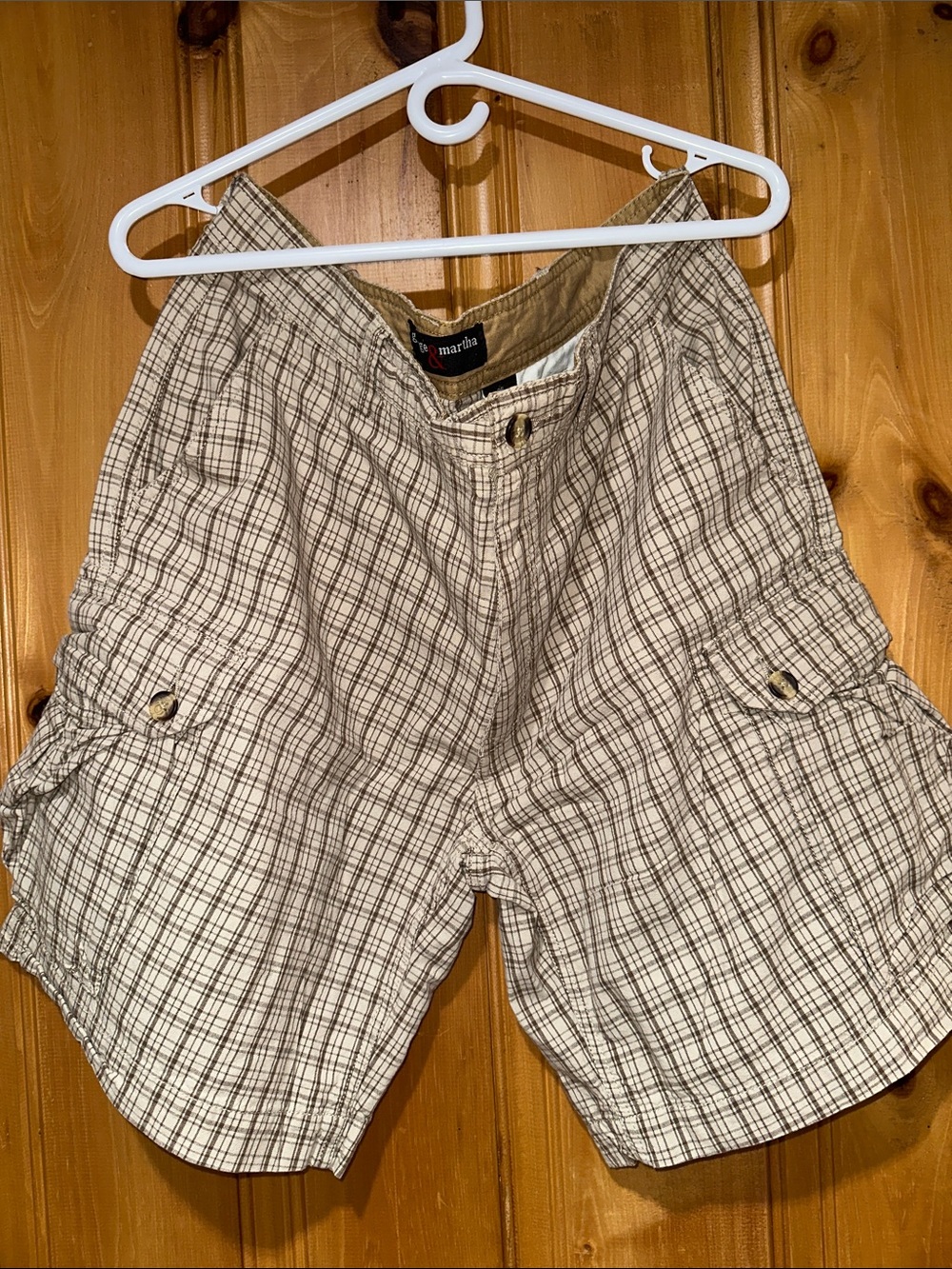 Marsha Tan Plaid Cargo Shorts - Casual Utility Style